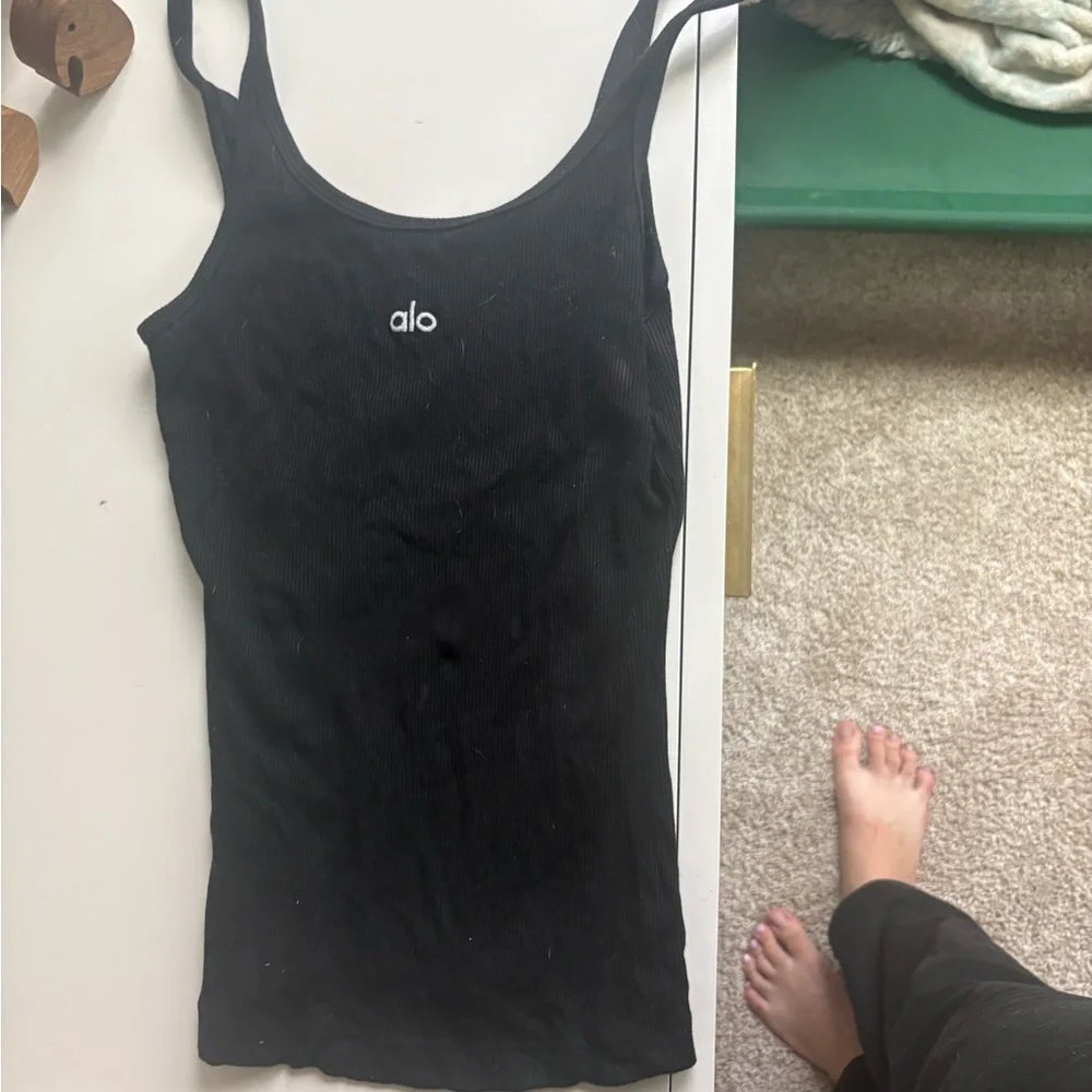 ALO Yoga Black Ribbed Prosper Tank